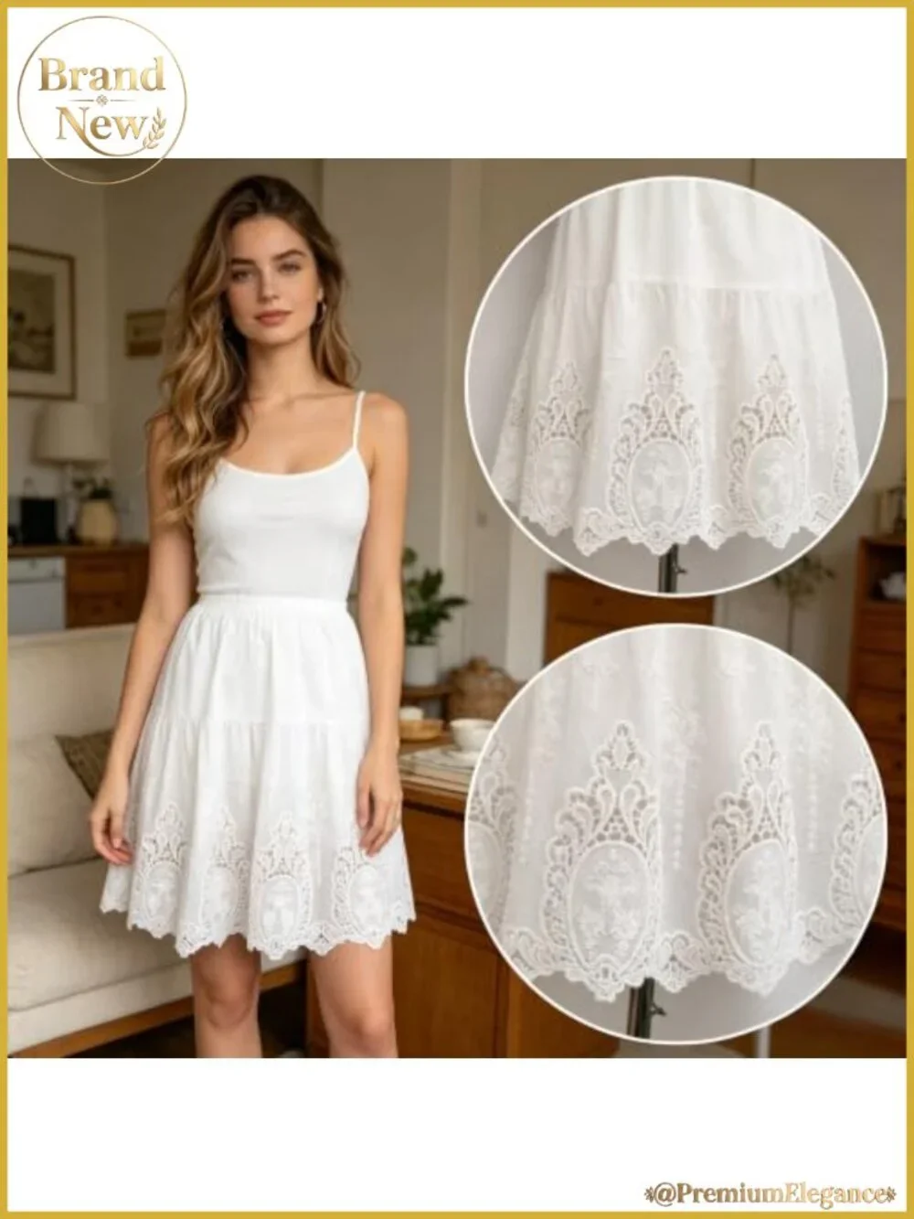Cotton Half Slip Skirt Extender for Women Lace Trim Underskirt